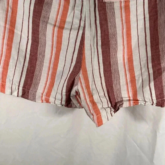 a.n.a Shorts Women's Medium White Pink Striped Pull On Elastic Waist Linen Blend - Picture 7 of 10
